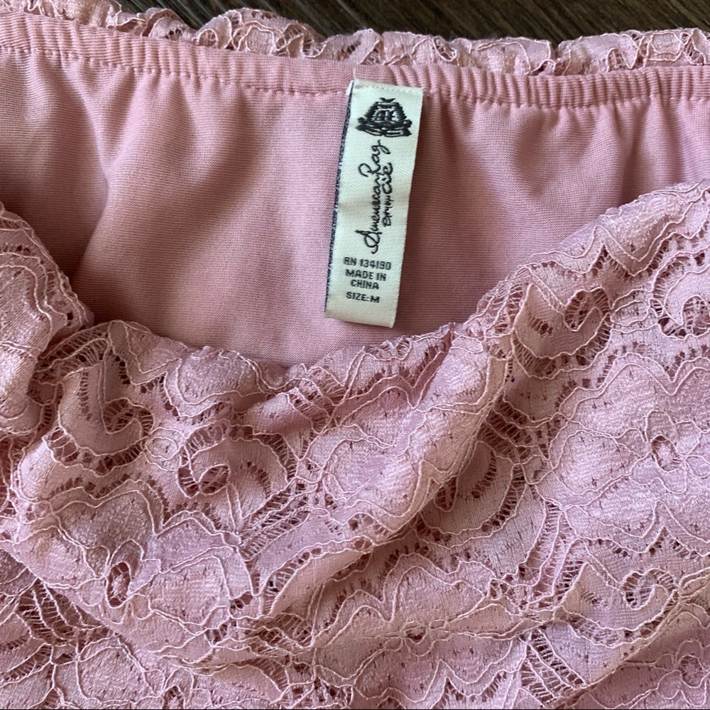 American Rag pink lace off shoulder crop top sz M - Picture 4 of 4